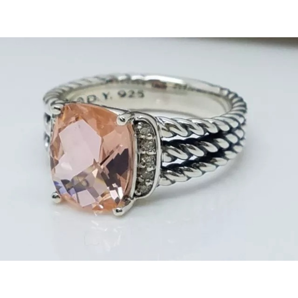 David Yurman Petite Wheaton Morganite Ring Size 8
